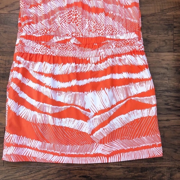 BCBGMaxAzria • orange white sundress drop waist halter neck tribal print summer - Picture 13 of 13
